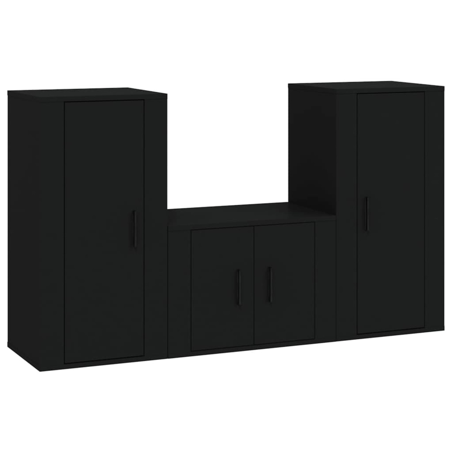 VidaXL 3-tlg. TV-Schrank-Set Schwarz Holzwerkstoff  Modell 16 günstig online kaufen