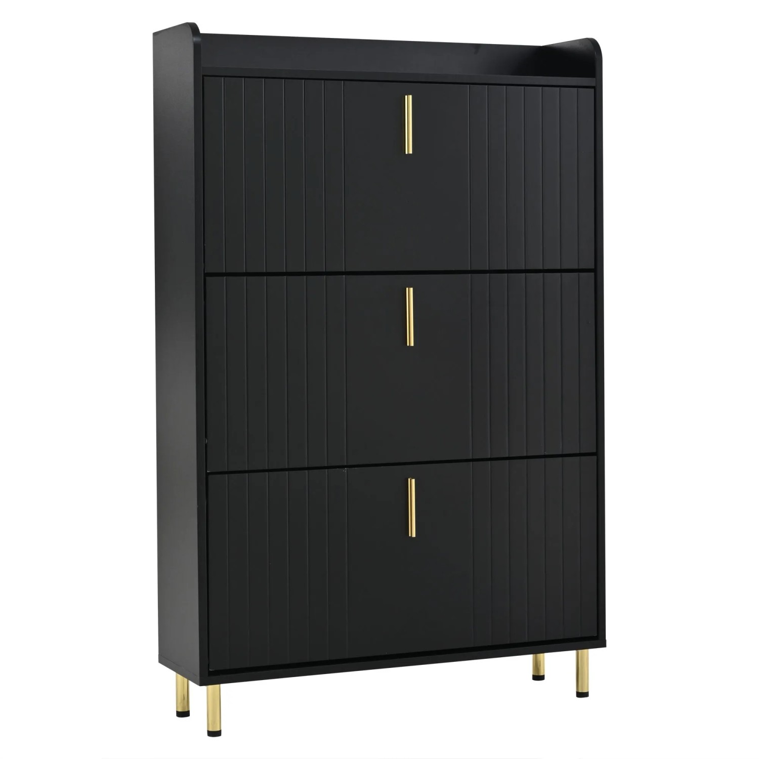 ModernLuxe Schuhschrank mit 3 Türen 6 Fächern Kippschutz MDF Schwarz