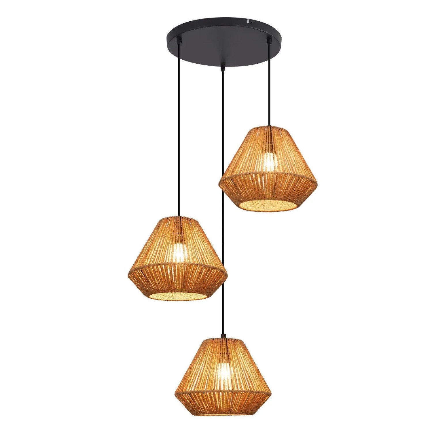 NETTLIFE Pendelleuchte aus Rattan Schwarz 25 cm-3