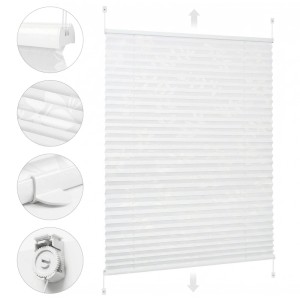 Sekey Plissee, weiß mit Muster, 70x100cm, ohne Bohren, Klemmfix, verstellbar für Fenstervorhänge.