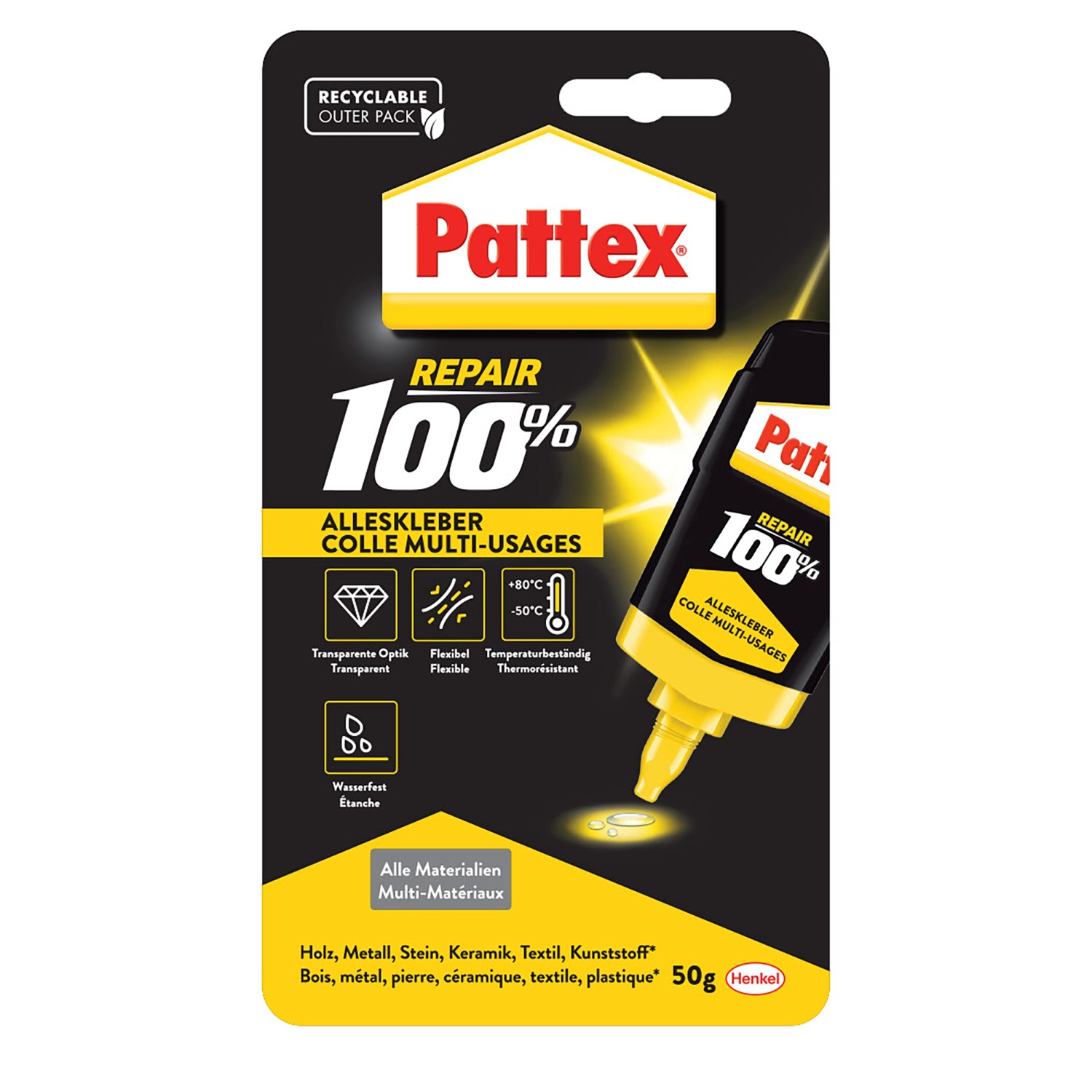Pattex 100% Repair Alleskleber 50 g Blister Transparent
