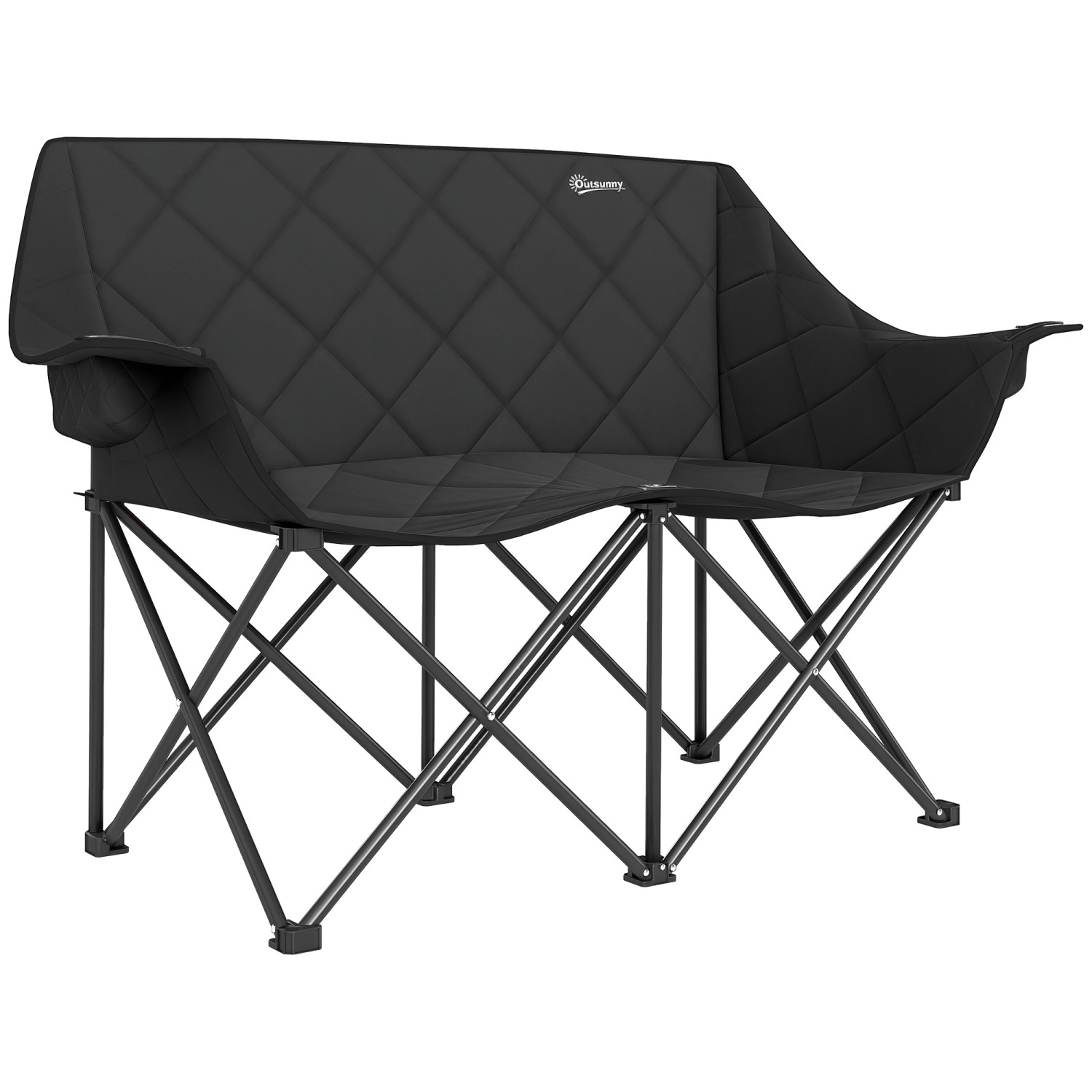 Outsunny Campingstuhl Metall Oxfordstoff Schwarz 145L x 60B x 92H cm