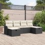 Schwarzes 6-teiliges Garten-Sofa-Set aus Poly Rattan mit Kissen von vidaXL.