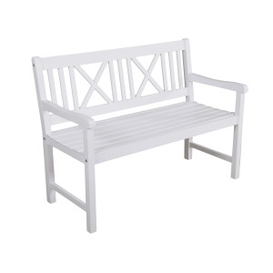 Weiße 2-Sitzer Gartenbank Malmö aus FSC®-zertifiziertem Holz für Garten und Terrasse.