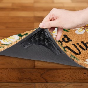 Relaxdays Teppich Antirutsch Pads 24er Set PU Schwarz Selbstklebend 0,2 cm x 9,5 cm x 9,5 cm