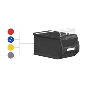 Blaue Sichtlagerbox mit Abdeckung, 2,8 Liter, ideal für Werkstatt und Lager.