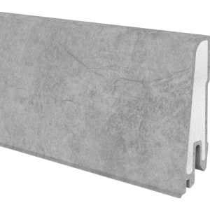 Hartschaum Sockelleiste Modern 60 Ancona, 17x60x2500 mm, selbstklebend, graue Steinoptik.
