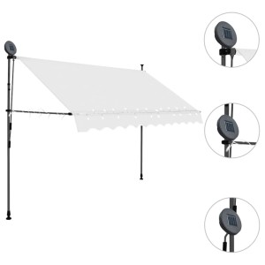 vidaXL Einziehbare Markise Handbetrieben mit LED 300 cm Creme 145873
