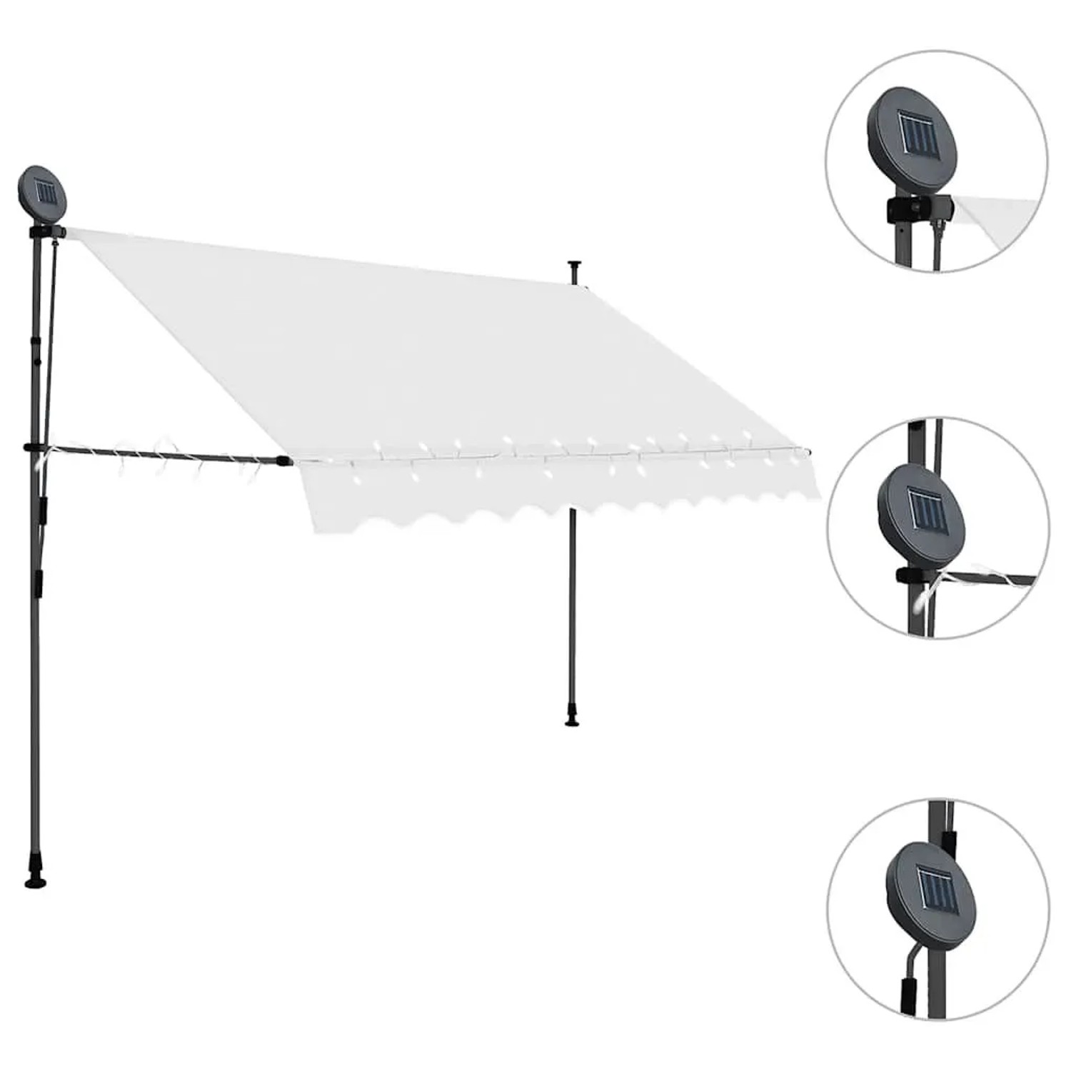 vidaXL Einziehbare Markise Handbetrieben mit LED 300 cm Creme 145873_3