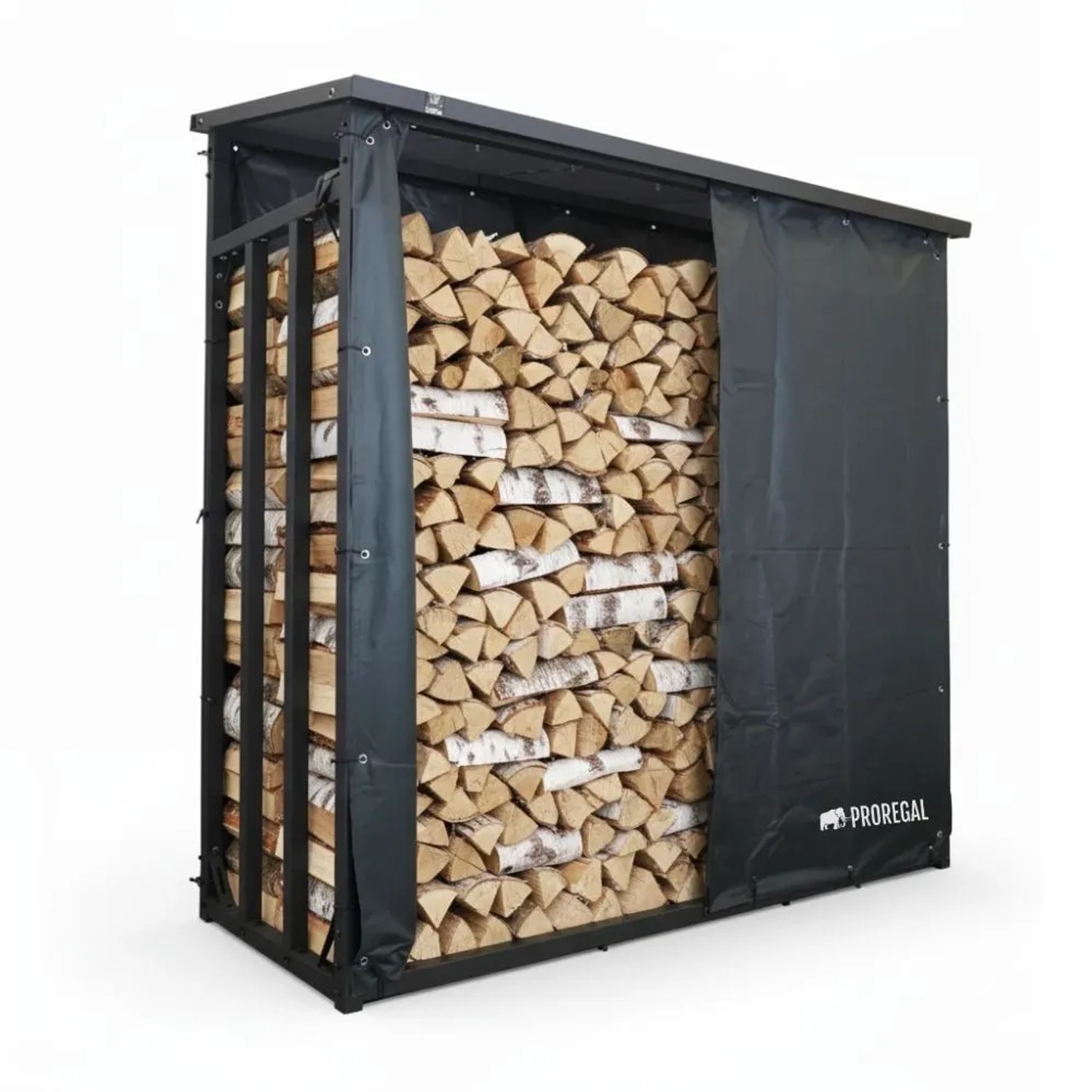 PROREGAL Kaminholzregal XXL Außen Metall Mit Dach Abdeckung & Handschuhe 18 günstig online kaufen