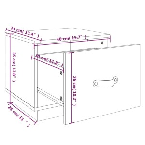 Skizze: Zwei honigbraune Kiefernholz Nachttische 40x34x35cm mit Schublade.