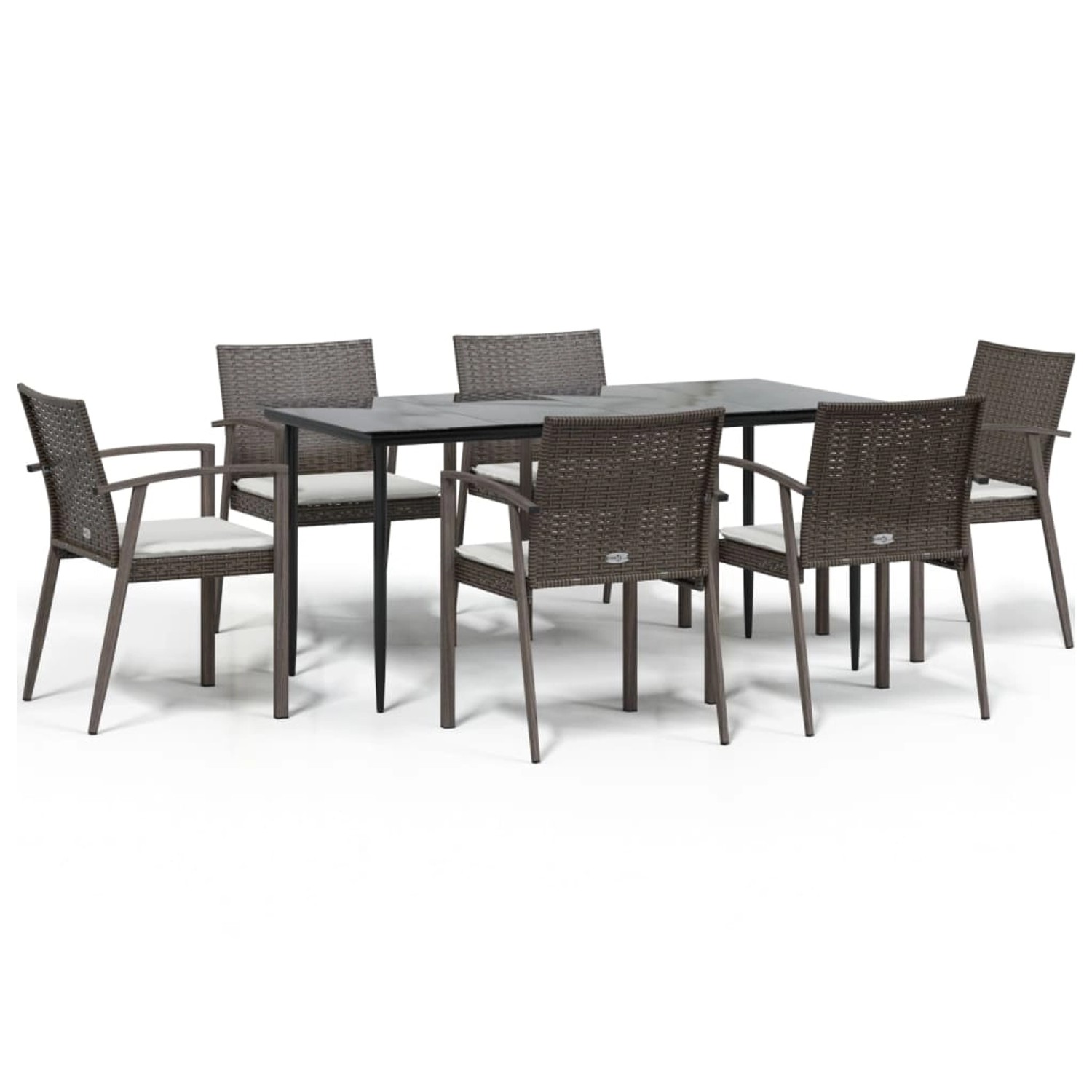 vidaXL 7-Tlg Garten-Essgruppe mit Kissen Poly Rattan und Stahl 3186978 günstig online kaufen