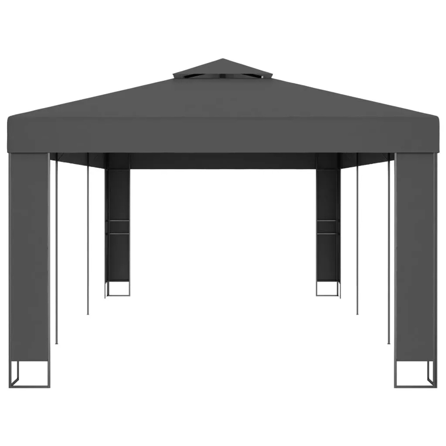 Anthrazitfarbener vidaXL Pavillon mit Doppeldach, 3x6 m, ideal für Gartenpartys und als Sonnenschutz.