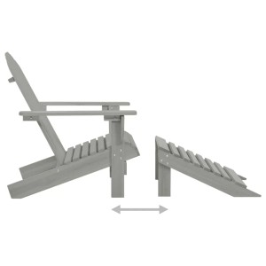 Grauer vidaXL Adirondack Gartenstuhl mit Fußstütze und Tisch aus Tannenholz.