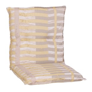 Beo Niedriglehner Auflage Tiflis, 100x48x8 cm, mit gelb-beige Streifenmuster für Gartenstühle.