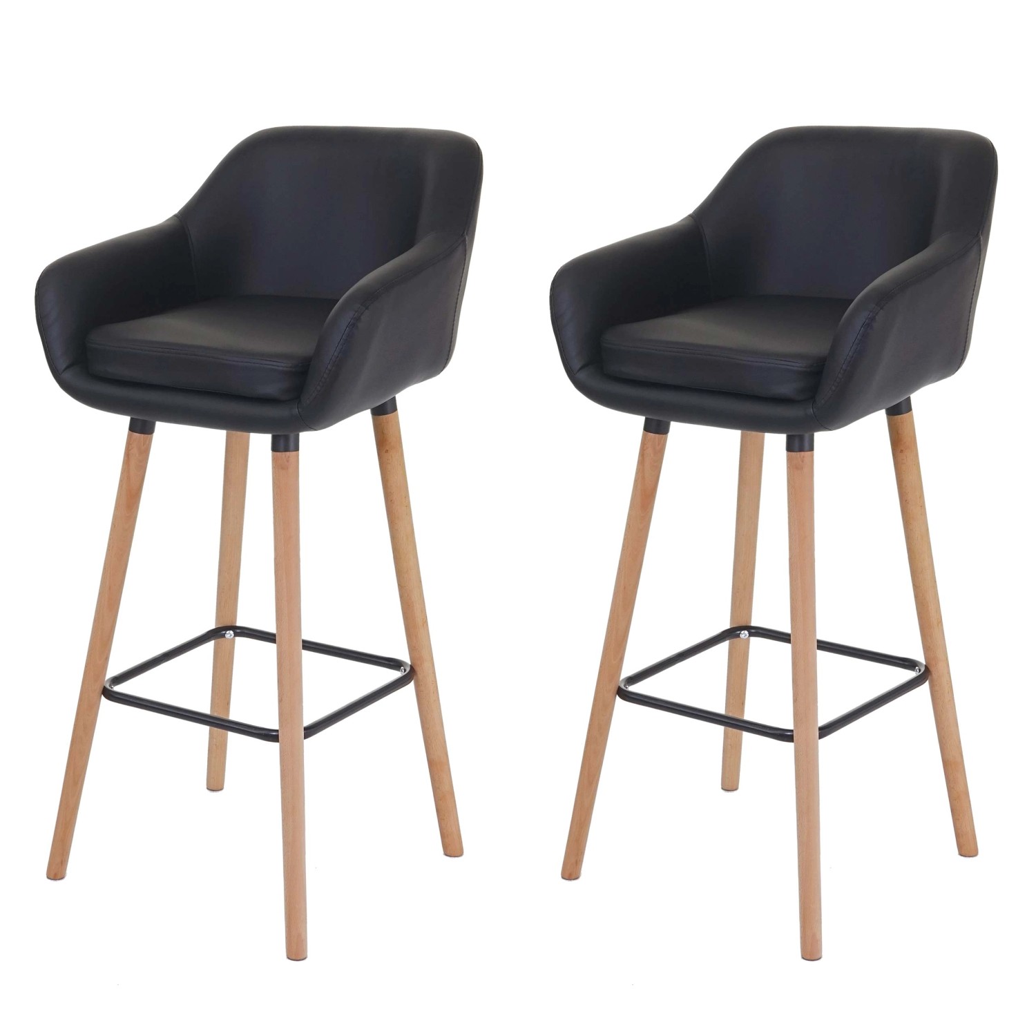 PROREGAL 2er-Set Barhocker Oslo Mit Lehne Sitzhöhe 79cm Kunstleder Schwarz günstig online kaufen