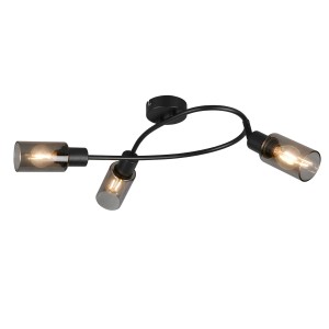 Reality Strahler Mars, mattschwarzer 3er Spot mit rauchfarbenem Glas für Akzentbeleuchtung.