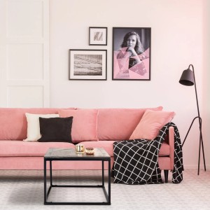 Quadratischer WOMO-DESIGN Beistelltisch, 60x60 cm, grau, handgefertigt, aus Mangoholz und Metall.