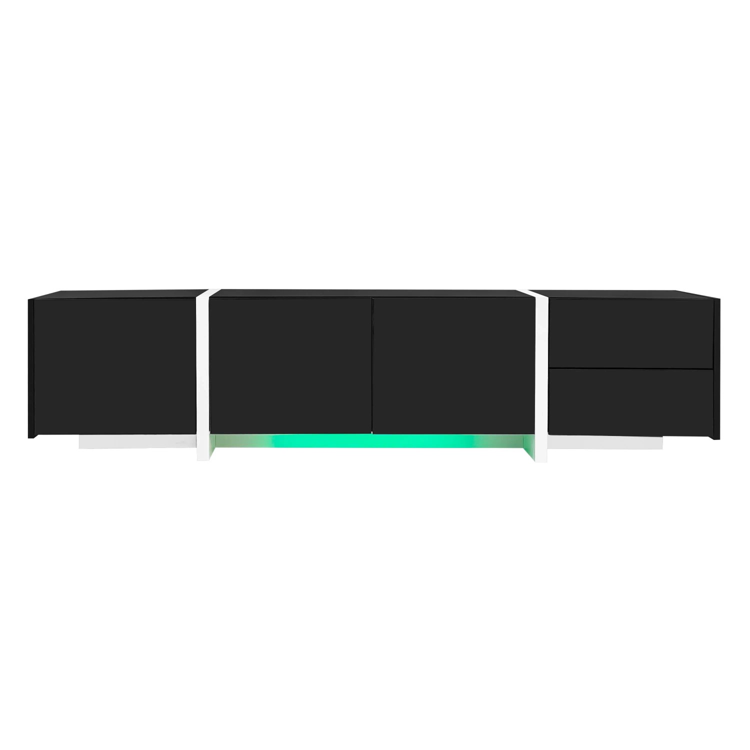 PXloue Lowboard TV Schrank Schwarz mit Hochglanz LED 170 x 30 x 39 cm