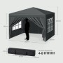 WOLTU Pavillon Pop-Up Wasserdichter Sonnenschutz Pagodenzelt 3x3 m Anthrazit_3