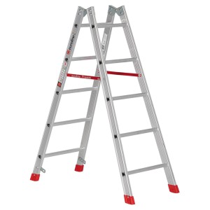 Euroline Premium Sprossenstehleiter, 2x5 Sprossen, aus Aluminium. Leiter für flexible Einsätze.