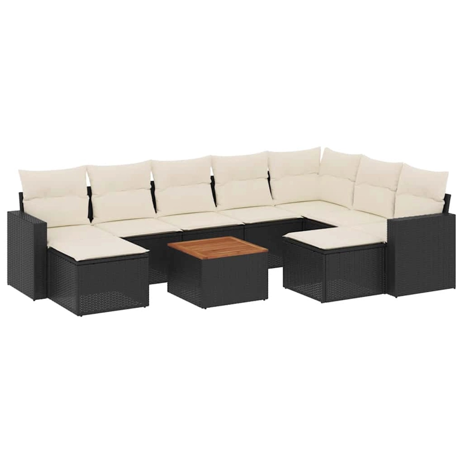 vidaXL 10-Tlg Garten-Sofagarnitur mit Kissen Schwarz Poly Rattan 3256735 günstig online kaufen