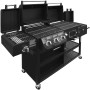 Schwarzer El Fuego Kombigrill Arizona mit 3 Brennern, Seitenbrenner, Gas- und Holzkohlegrill.