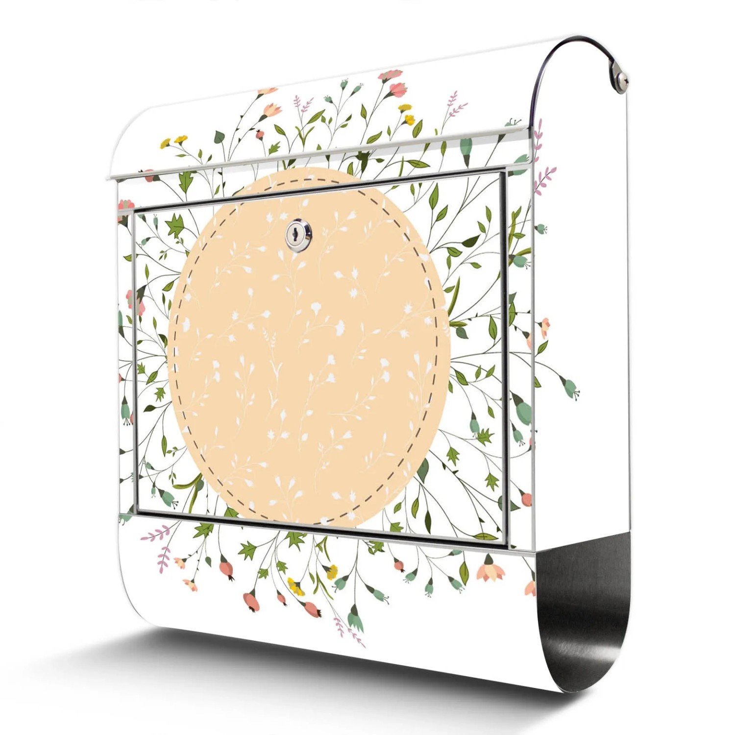 Banjado Briefkasten Edelstahl 38x43x12.5cm Rostfrei Mit Zeitungsfach Mit Motiv Motiv Wt Blumenkranz