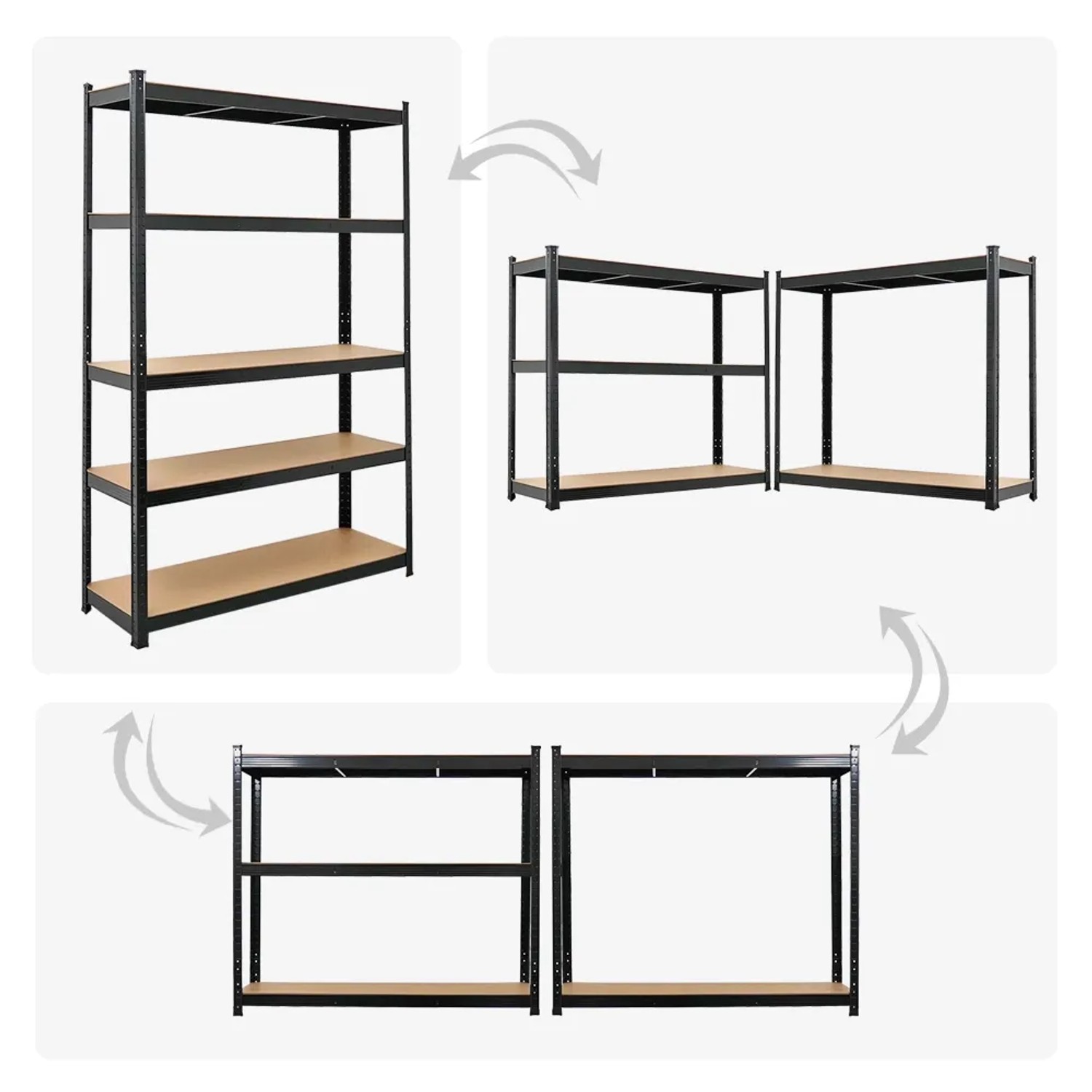 Schwarzes PROREGAL Schwerlastregal Ragnar, 180x120x40 cm, als Lagerregal oder Werkbank nutzbar.