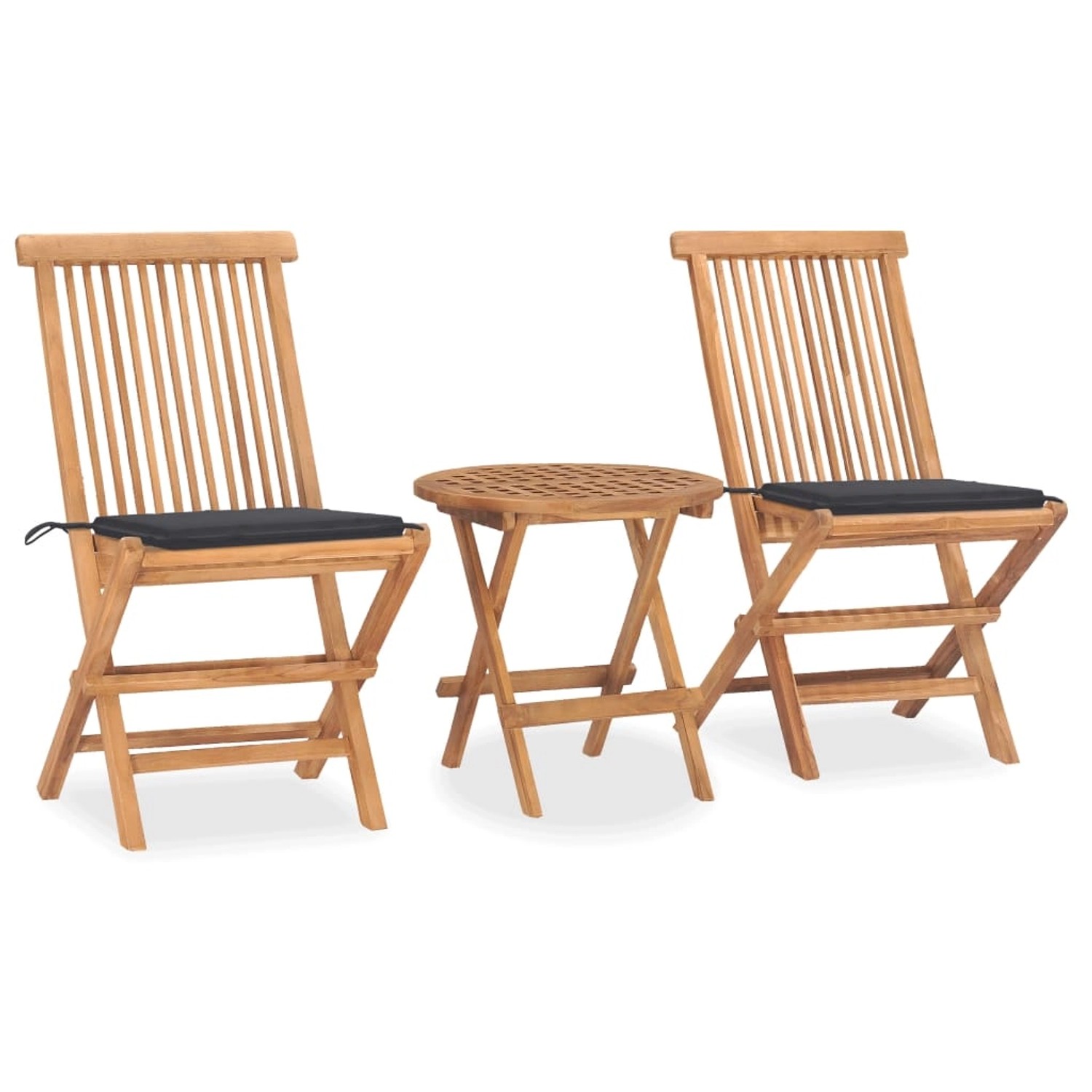 Thumbnail - vidaXL 3-tlg Garten-Essgruppe mit Kissen Klappbar Massivholz Teak Modell 1