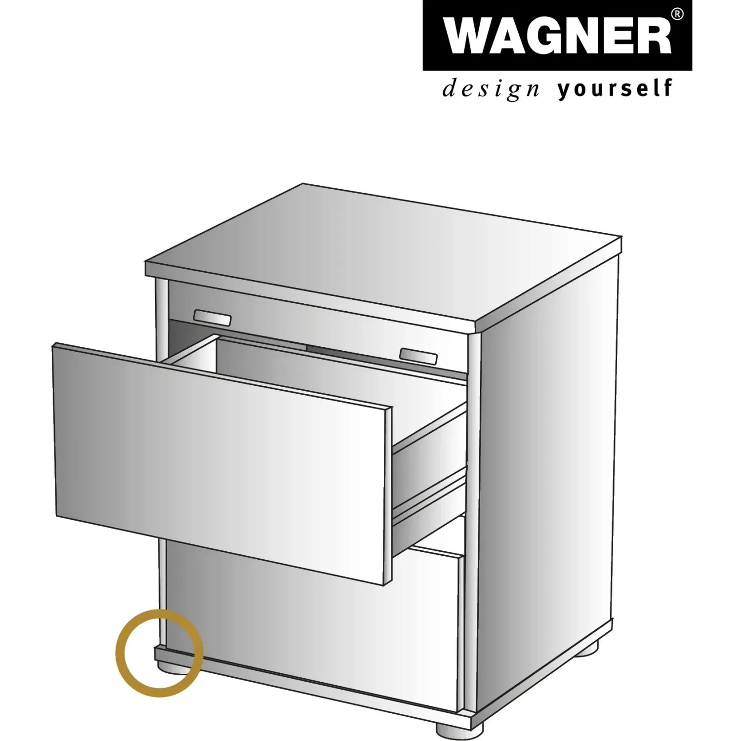 Wagner Möbelfuß Justus Lounge, 4er Set. Höhenverstellbare Möbelbeine mit QuickClick System.