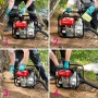 EBERTH Benzin Wasserpumpe in Nutzung: Befüllen, Starten, Fördern. 4-Takt Motor, 2 Zoll Anschluss.