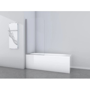 Aurlane Badewannenfaltwand Silver Classic, 80x140cm, Chrom, 1-flügelig auf Badewanne montiert.