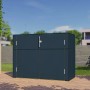 Anthrazitfarbener Bertilo Gartenschrank HPL Sideboard (155x75x116cm) im Außenbereich.