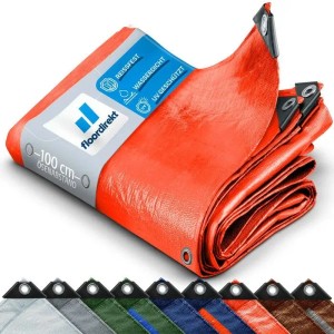 Karat Abdeckplane Wasserdichte Plane mit Ösen Schutzplane 80 g/m² 1,5 x 6 m Orange