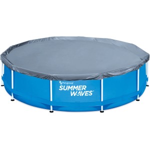 Summer Waves Poolabdeckung für 3,66 m Frame Pool, grau. Schützt vor Laub und Schmutz.