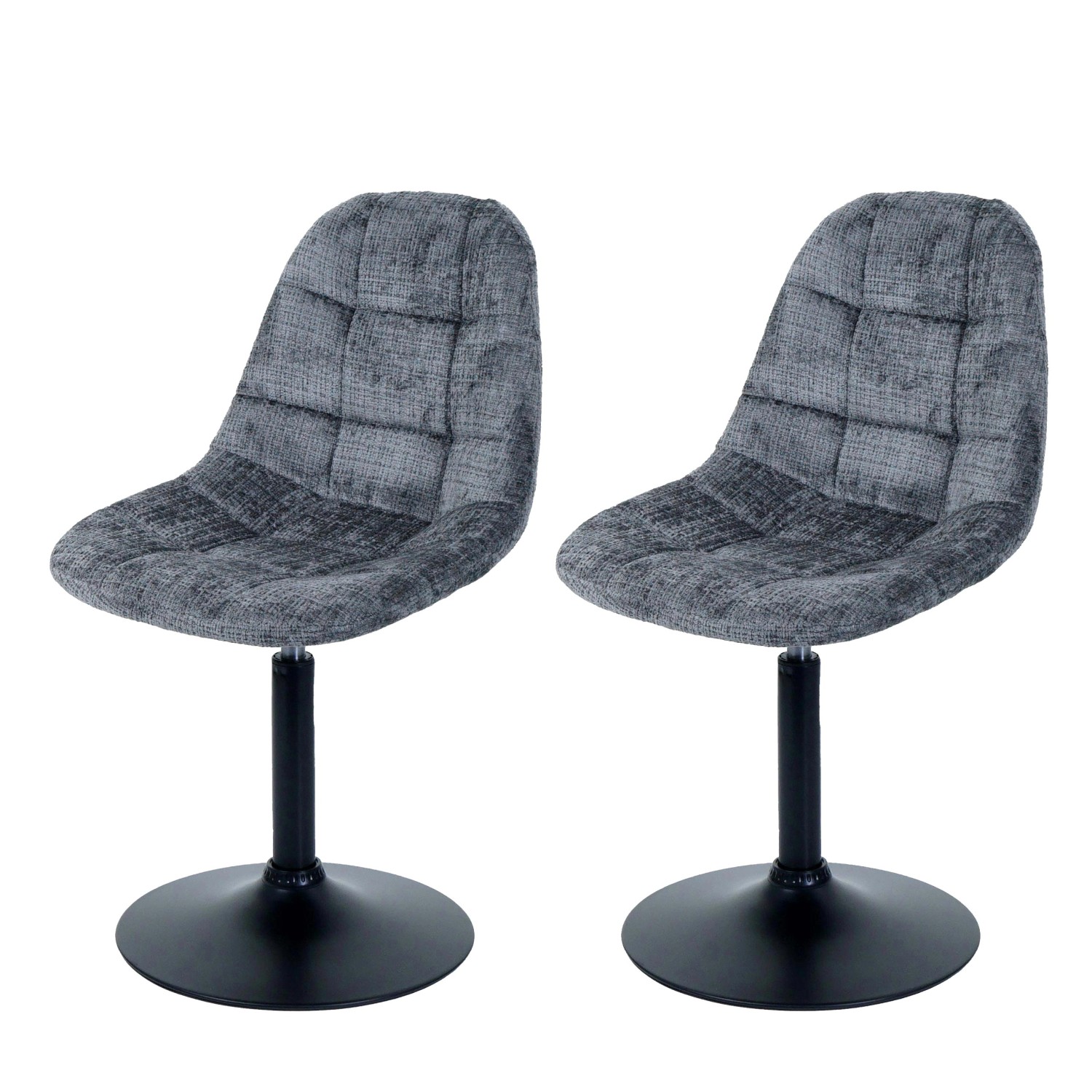 MCW Esszimmerstuhl A60 2er-Set Dunkelgrau Stoff/Textil Chenille 465g/m² günstig online kaufen