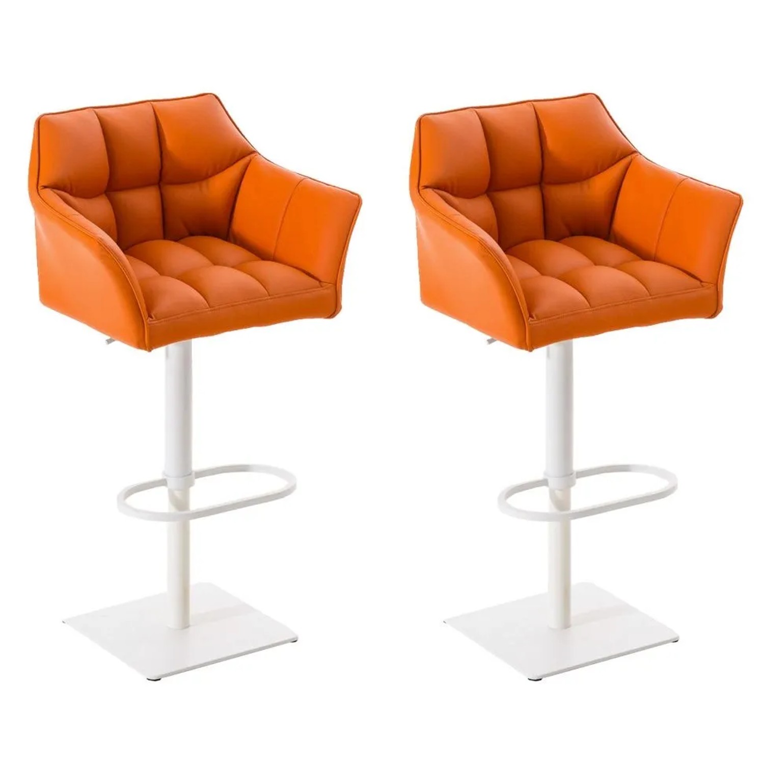 CLP 2er Set Barhocker Damaso Kunstleder Orange/Weiß