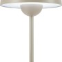 Beige Solar-LED-Tischleuchte Messina, Ø 16 cm, für den Außenbereich.