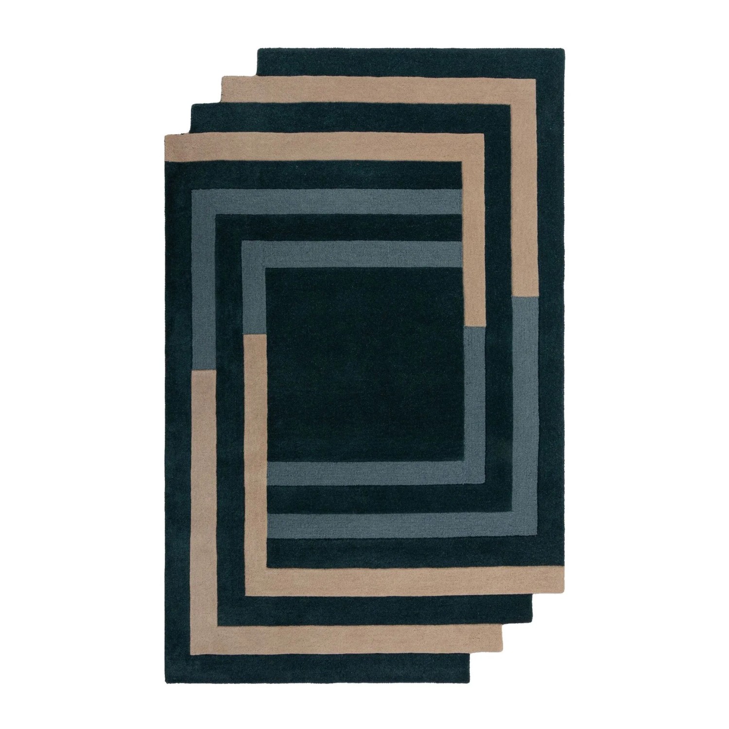 Flair Rugs Wollteppich Labyrinth Shaped 150 cm x 240 cm Blau-Beige