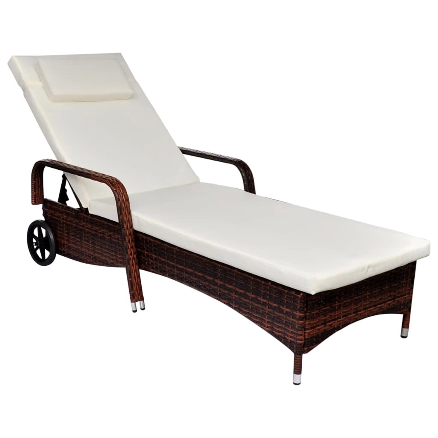 furnicato Sonnenliege mit Polster & Rollen Poly Rattan Braun günstig online kaufen