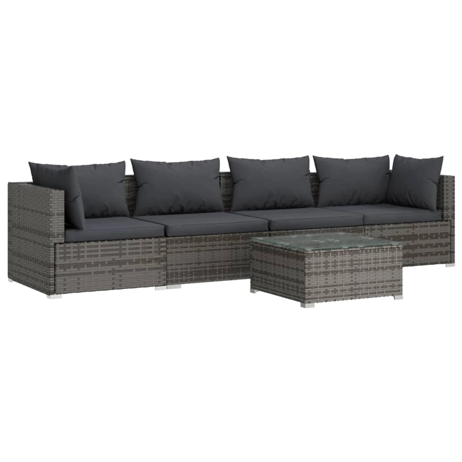 vidaXL 5-tlg Garten-Lounge-Set mit Kissen Poly Rattan Grau Modell 8 günstig online kaufen