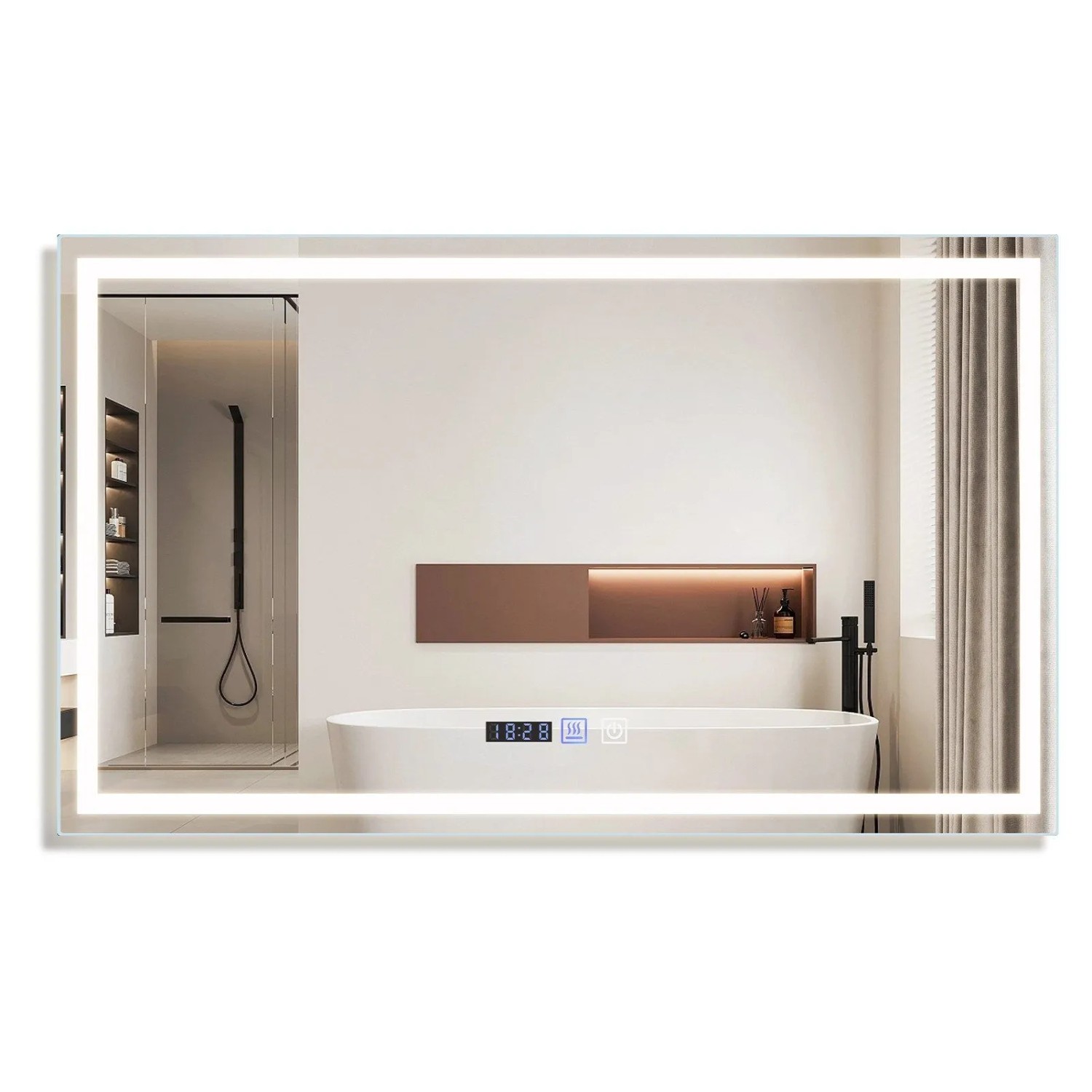 Nettlife Green II Spiegellampe aus Glas L 100 Silber
