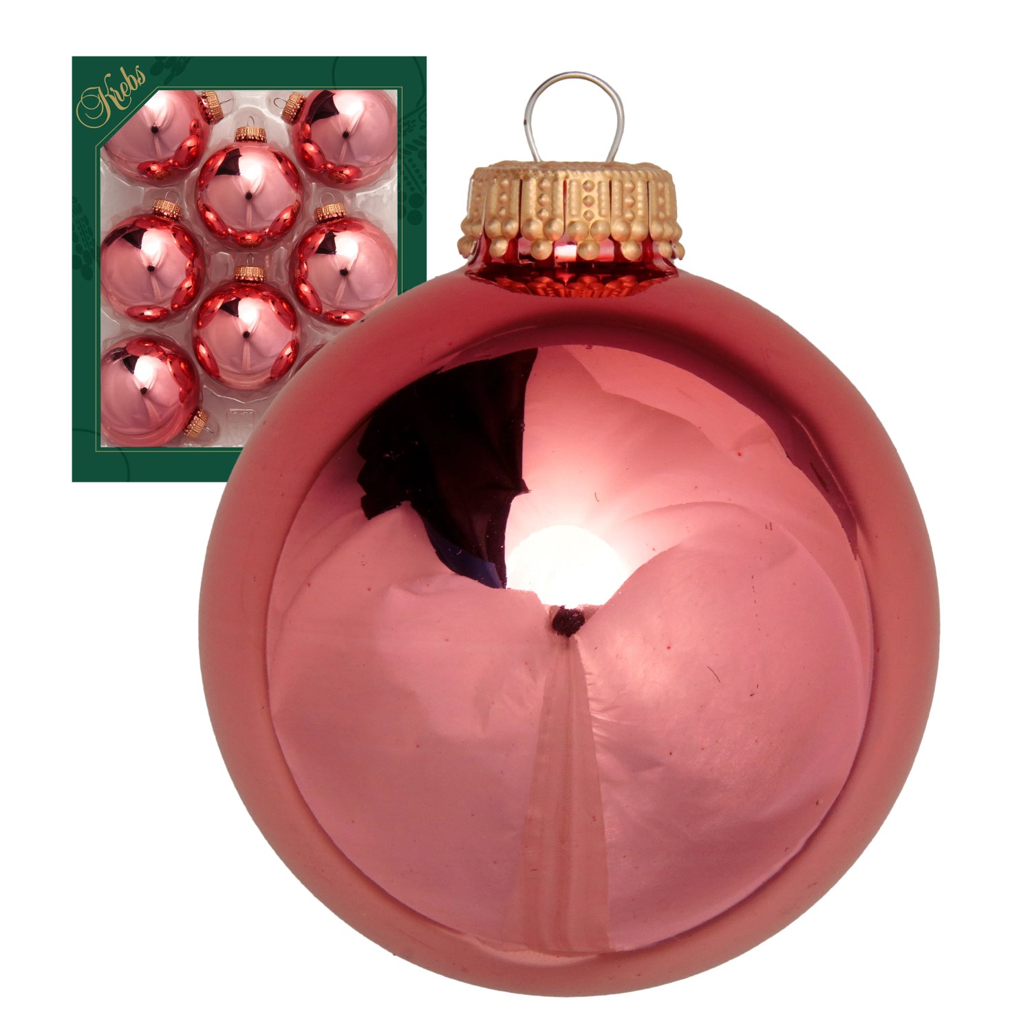 Krebs Glas Lauscha Weihnachtskugeln Korall Glanz Uni 8er-Set 7cm