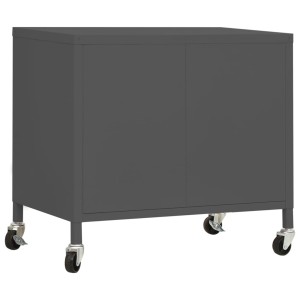 Anthrazitfarbener vidaXL Lagerschrank aus Stahl, 60x35x56 cm, mit Rollen. Büroschrank mit verstellbarem Einlegeboden.