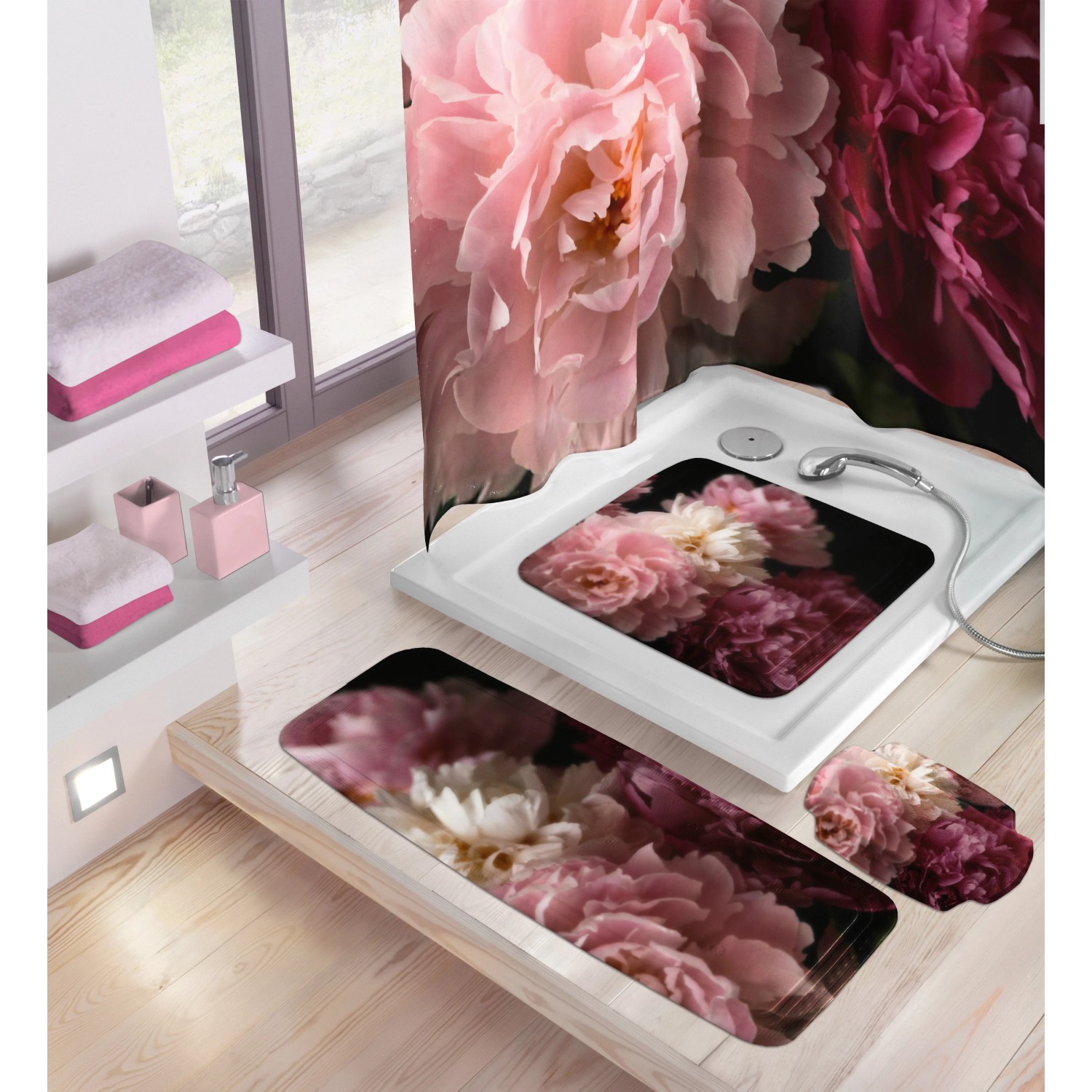 Kleine Wolke Duscheinlage Rosemarie, B: 55 cm, L: 55 cm, Blumen-Motv, 55x55 cm