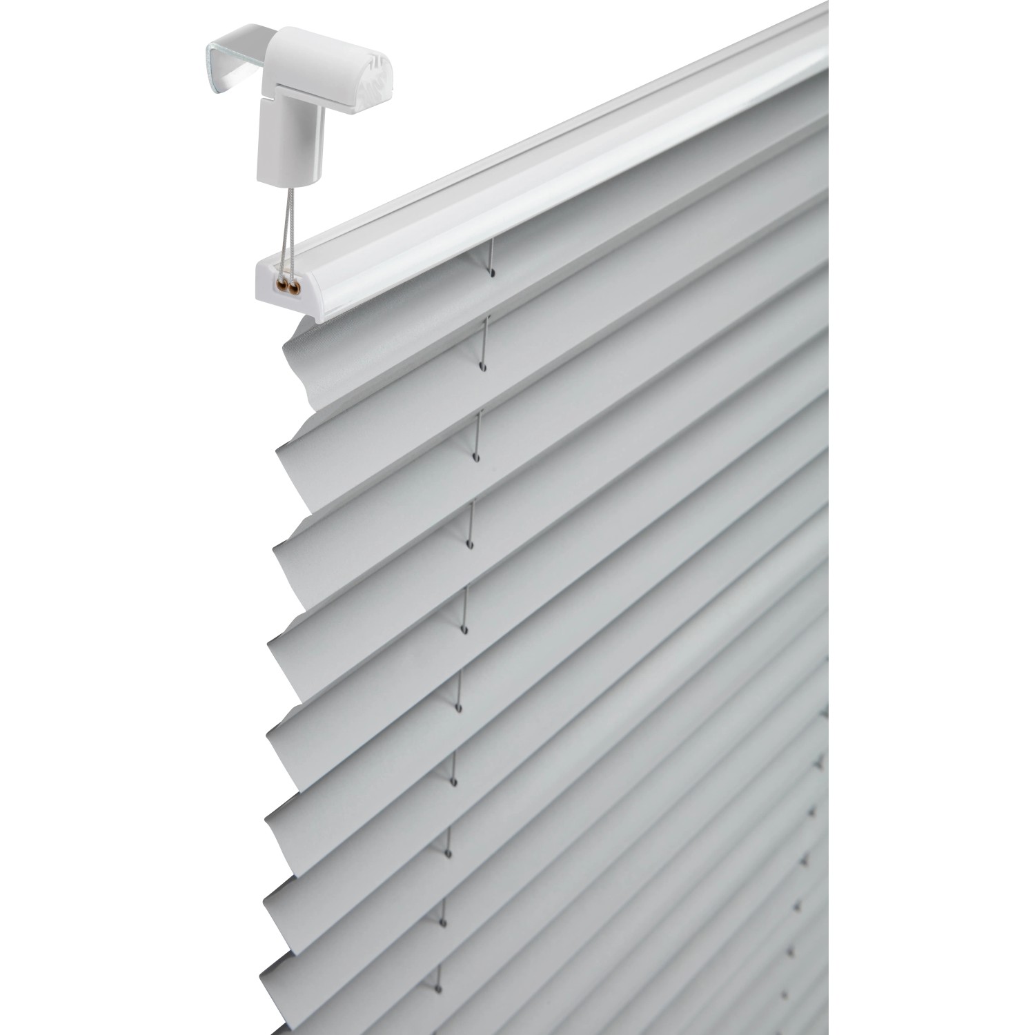 Hellgraues Thermo-Spannplissee Toledo, 120x130 cm, mit Easyfix-System für Fenster.