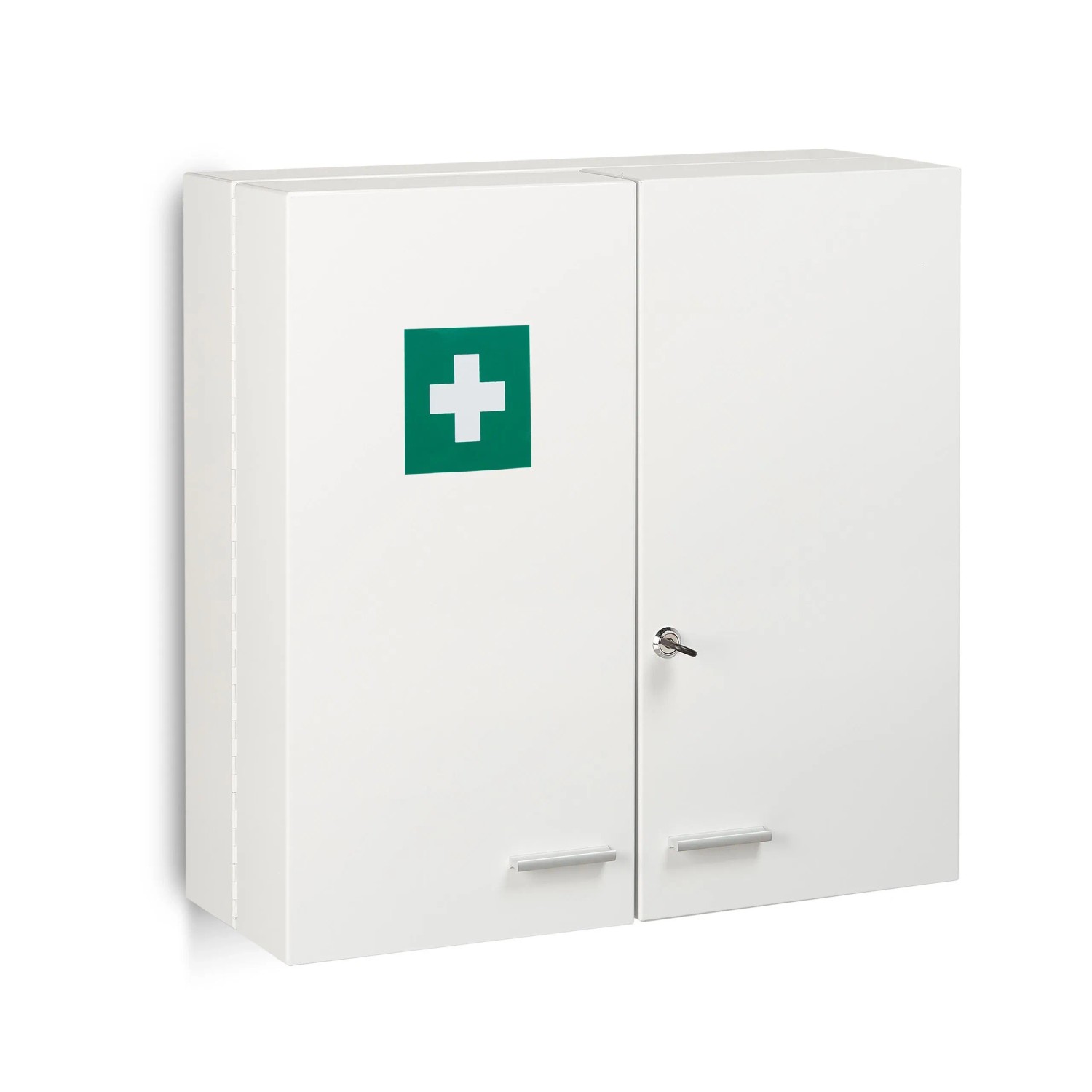 Relaxdays Medizinschrank Stahl Weiß Abschließbar 53 cm x 53 cm x 21,5 cm