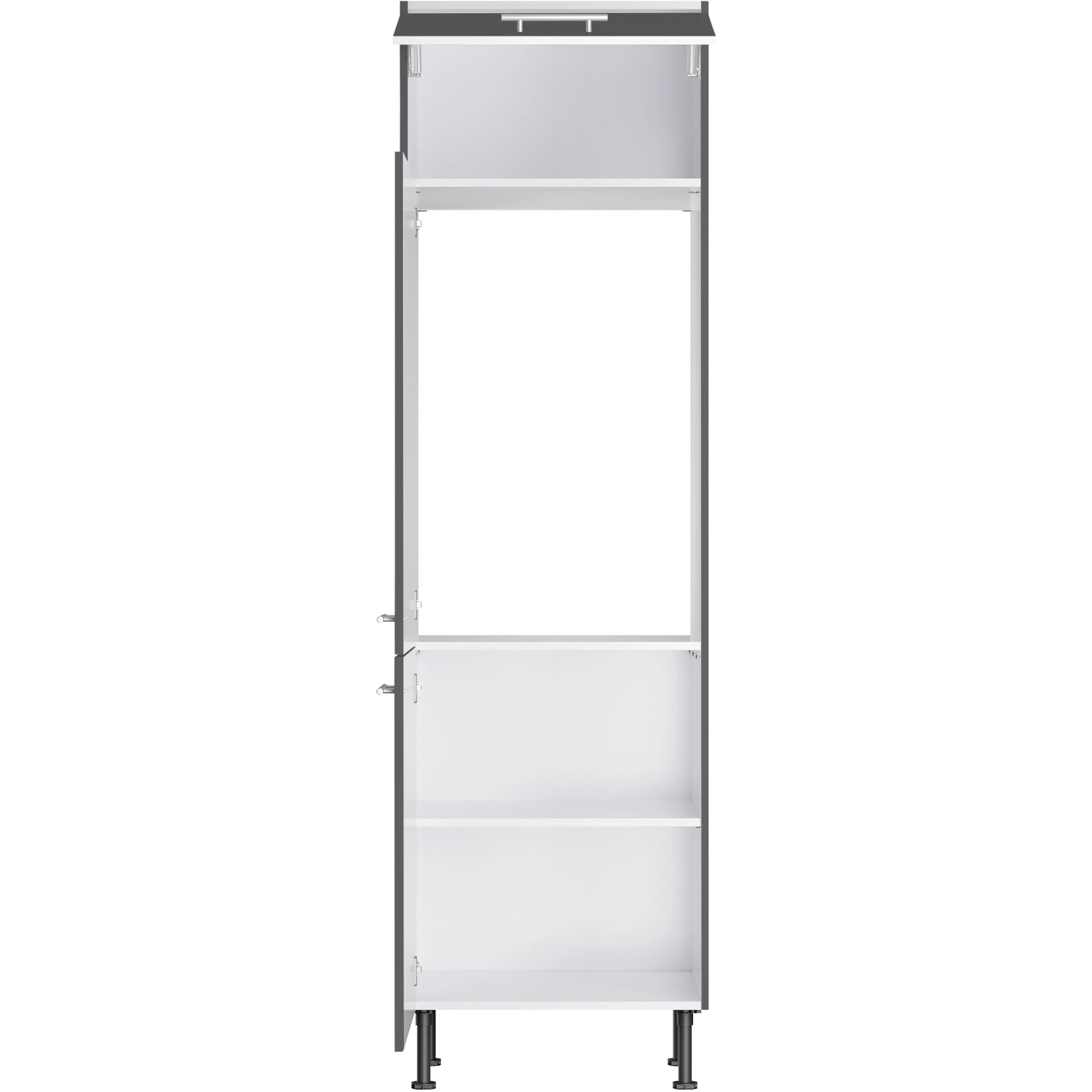 Optifit Hochschrank Ingvar420, 60 cm, Anthrazit Matt, für Kühlschrank und Stauraum.
