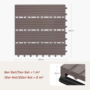 WOLTU WPC Terrassenfliesen Holzoptik Klicksystem 22 Stück/ 2 m² Braun